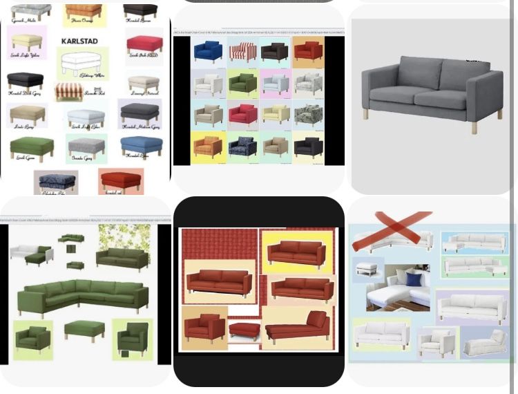 IKEA KARLSTAD Retired Covers NEW-Many Colors, All Original Models-Sofabed,,Corner- 2-& 3- Seat Sofa,Chair,Chaise,Ottoman Footstool COVERS,Legs