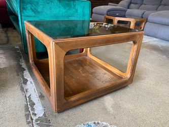 MCM Smoked Glass Top Cube Coffee Table