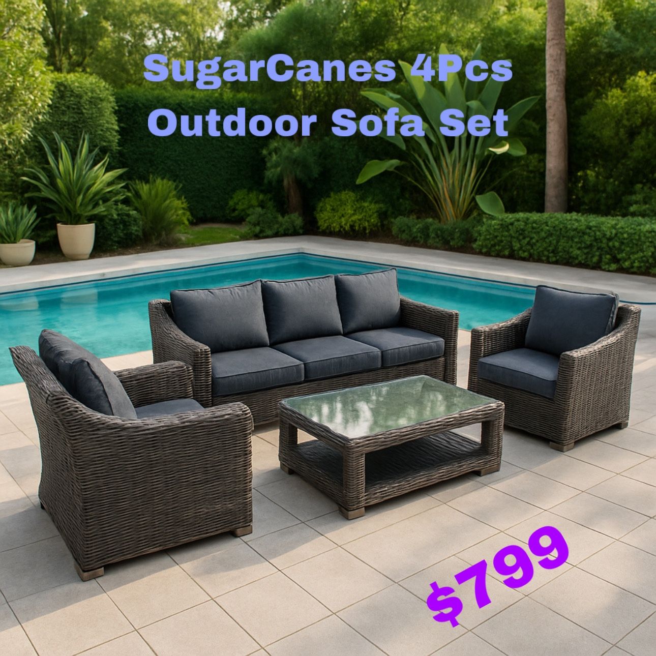 SugarCanes 4 Pcs Outdoor Sofa Set