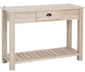 Light Wood Console Table with Drawer and Shelf