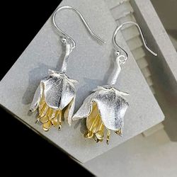 925 Sterling Silver Floral Flower Drop Dangle  Earrings New Gift