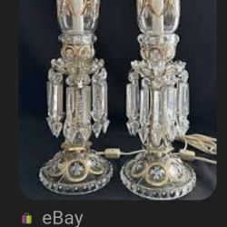 1920's Antique Lamps With 18k Gold Etching.
