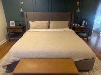 Kind size bed frame with storage