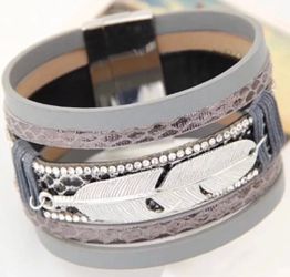 Gray Leatherette bracelet