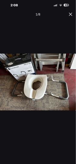 E-Z Round, 5 Inches High Elevated Toilet Seat with Armrests; Lockable; White