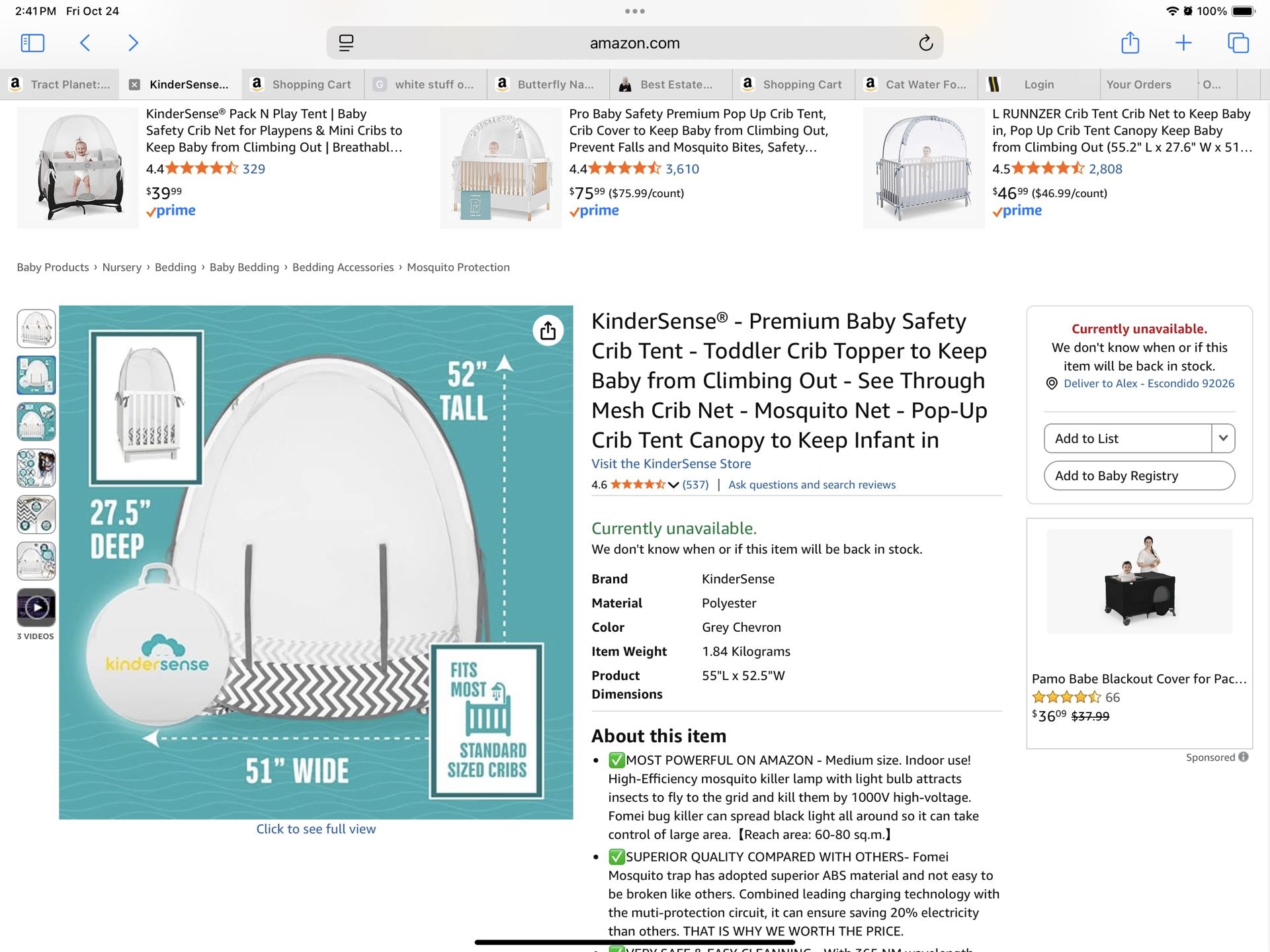 Crib Safety Tent Kinder Sense ALL WHITE