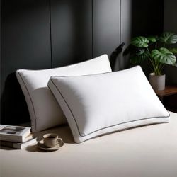 Brand New Goose Feather Down Fiber Pillows King Size Set of 2