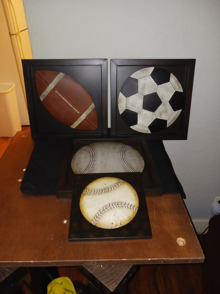4 Pcs Metal Sports Signs