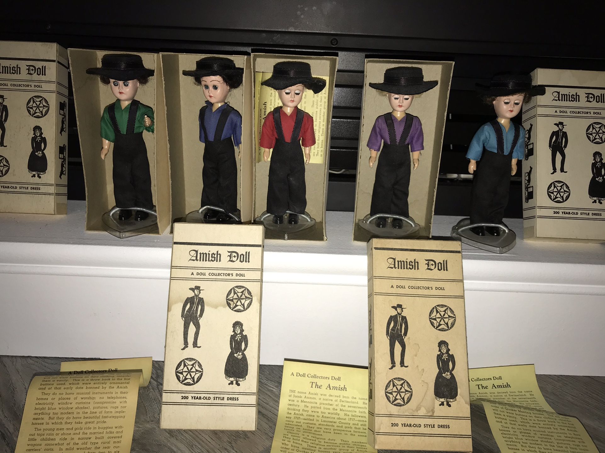 5 Antique Dolls Amish boys