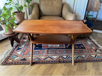 Vintage Mid-Century Modern Teak Surfboard Coffee Table