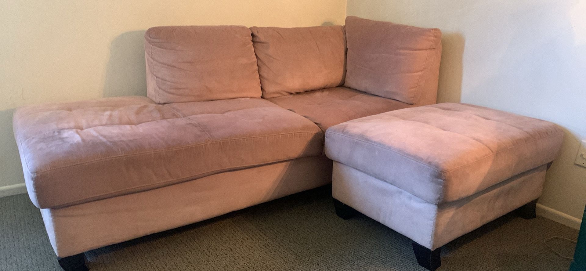Suede Couch Chaise Lounge Sectional