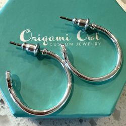 NEW Origami Owl Silver Hoop Earrings Jewelry Accessories Gift Present Women’s 