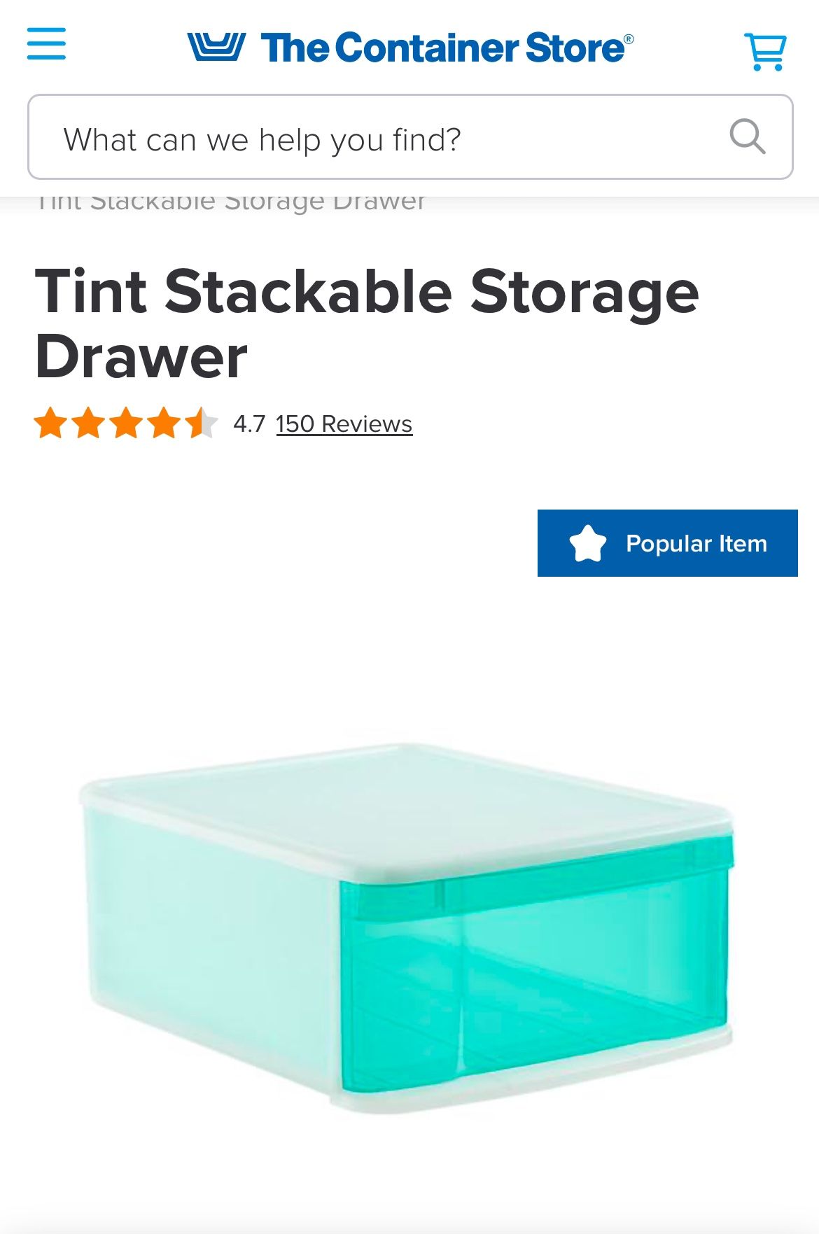 Selling Set Of 3 Stackable Tinted Storage Drawers (container Store) In Aqua