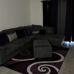 Sectional, Rug, Panels & Ottoman