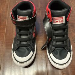 Kids Converse All Star Pro Blaze Black Leather High Top Sneakers, Youth Size 1