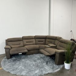 Brown Manual Recliner Sectional Couch (FREE DELIVERY 🚚)