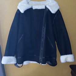 Scoop Womens Faux Fur Moto Jacket Sherpa Fleece Lined Black Size XXL(20)