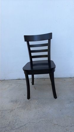 Set of 6 black wood dining chairs