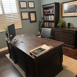 Executive desk, File Console And 2 book Shelves 