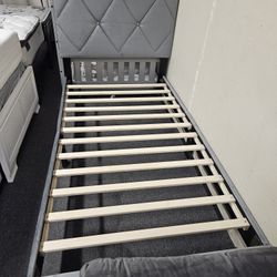 Brand New Gray Velvet Twin Platform Bedframe