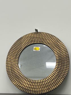 Round Wall Mirror with Gold Mosaic Frame