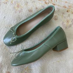 low heel shoes dress shoes for women real leather ballet flat  size 6