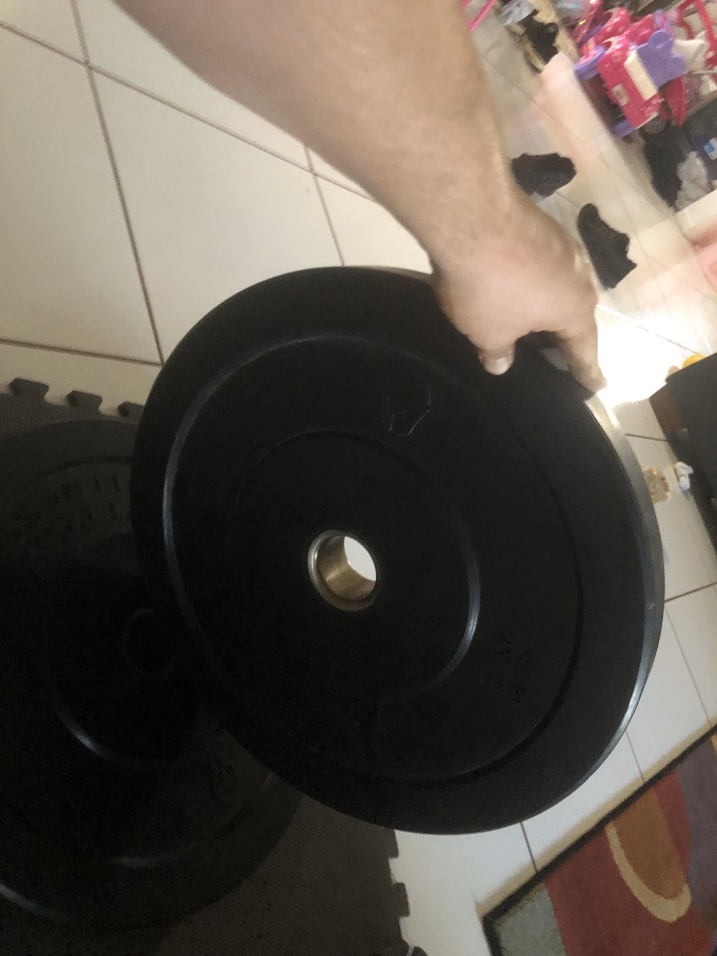 Two Olympic bumper plates 25 pounds each Use for barbell gym CrossFit weights power squat rack