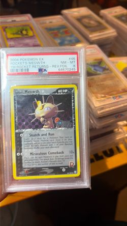 PSA 8 Rocket's Meowth Reverse Foil 2004 Pokemon EX
