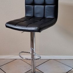 Black Leather Hydraulic Lift Adjustable Counter Bar Stool, Dining Chair (Only one)
