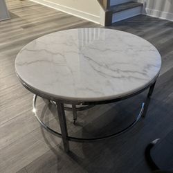 Round Marbel and Chrome Coffee Table