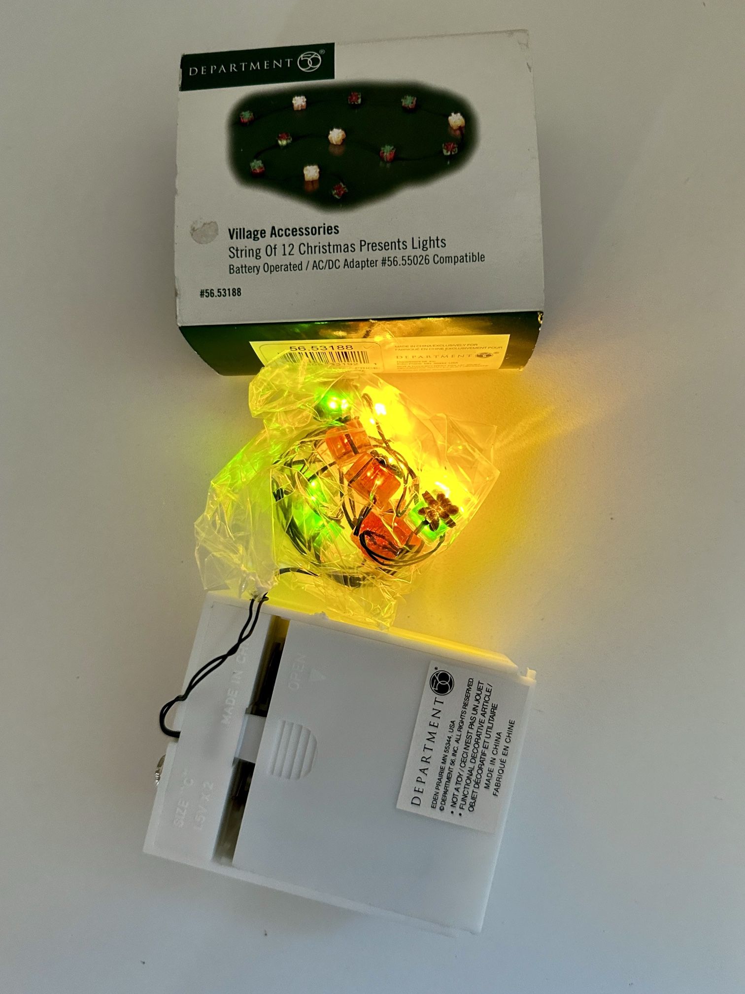 Dept 56 “Village Accessories - String of 12 Christmas Presents and Candy Lights”