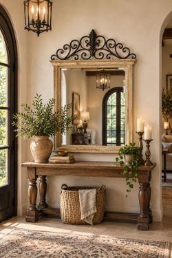 Large Ornate Gold Wall Mirror 65” Spanish Mediterranean Wrought Iron