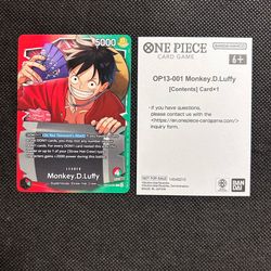 One Piece TCG English Ichiban Kuji Monkey D. Luffy Promo (OP13-001)