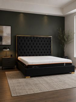 King bed frame / cama king de piel negra