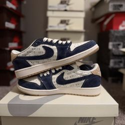 Size 8.5 Pretty Blue Ahh Khaki Travis Scottssss Nike Off White Colllaaabbssss :3 