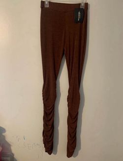 Women’s PrettyLittleThing Brand Brown Acetate Slinky Rushed Flared Pants Size 8