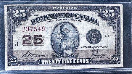 1923 Dominion of Canada 25-Cent “Shinplaster” Note