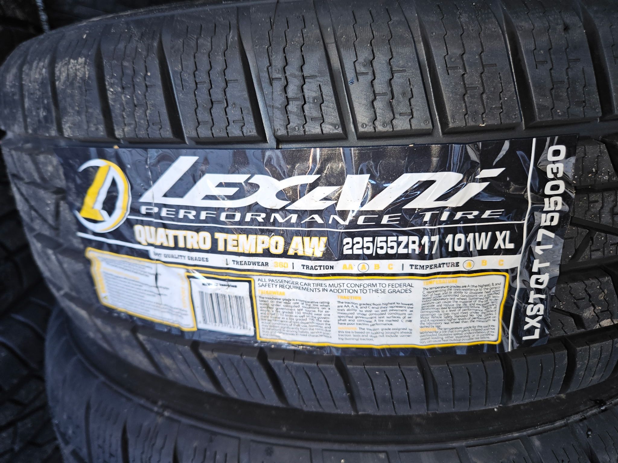 Set of Lexani Quattro Tempo A/S Performance Tires – 225/55ZR17 – $70 Each