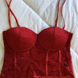 Sexy Red Lace Corset Top 