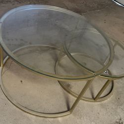 Glass round coffee table set of two