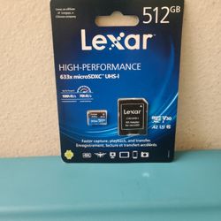 Lexar Tarjeta MicroSDXC UHS-I de alto rendimiento 633x 512GB con adaptador SD (LSDMI512BBNL633A

