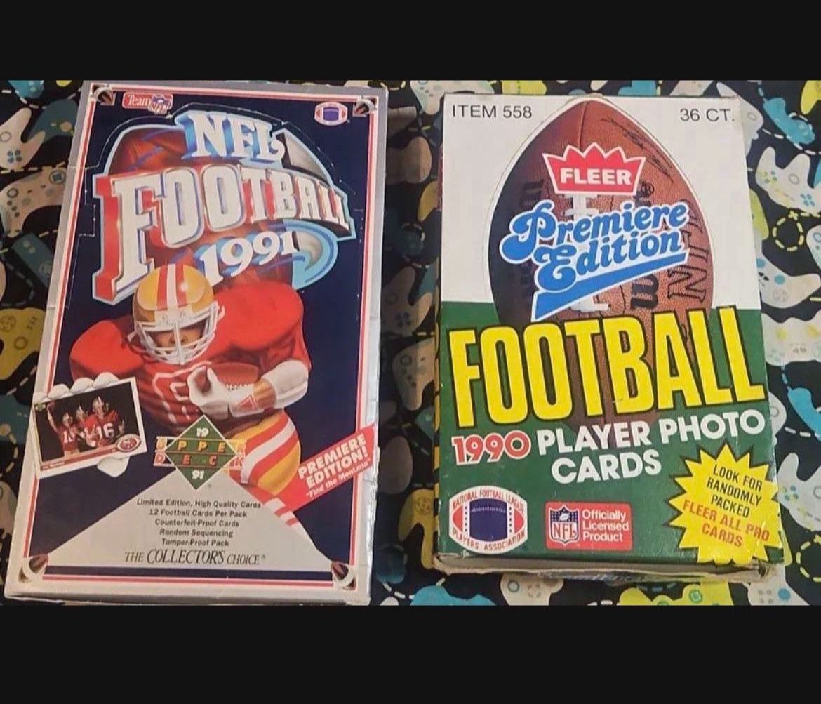 1990 & 1991 Football UPPER DECK FLEER 2 Boxes 36 Packs Each