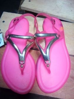 Rubbery Silicone thick Pink neon Slippers Women unisex size 10