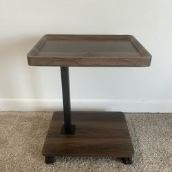 C Table End Table Adjustable Height, 360°Swivel walnut brown