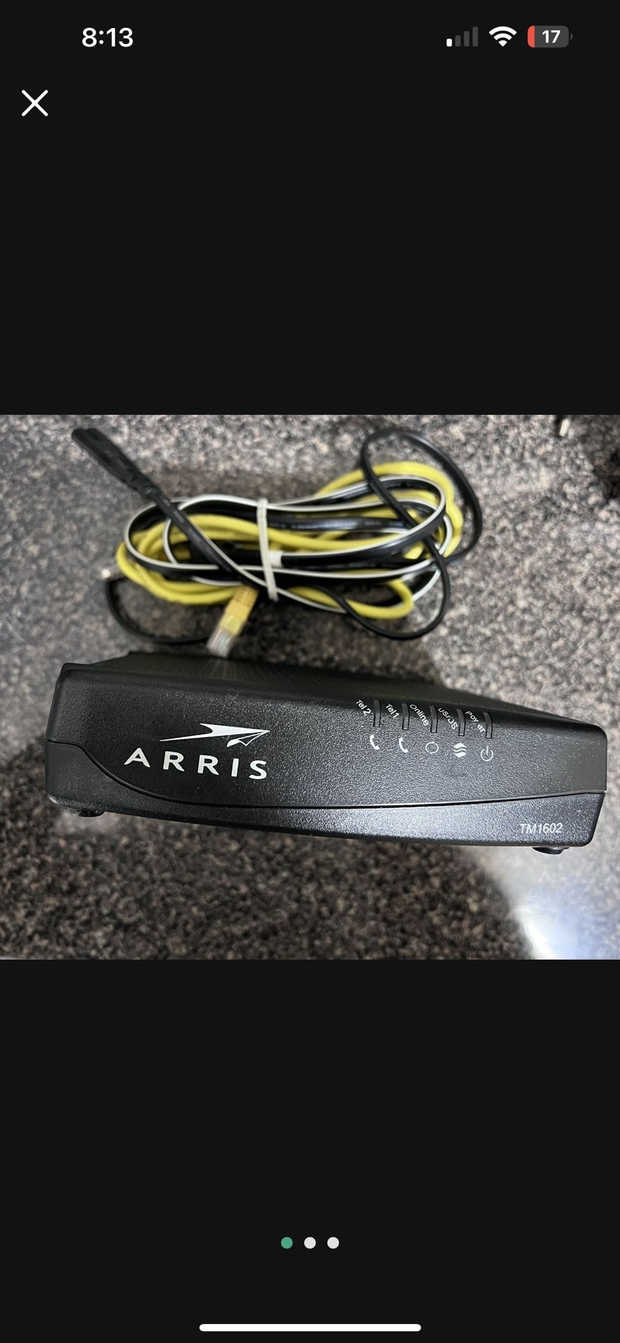 Arris TM1602A Cable Modem - DOCSIS 3.0 Telephony Modem OPTIMUM