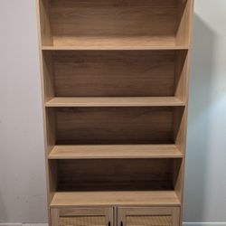 5 tier rattan boho bookshelf