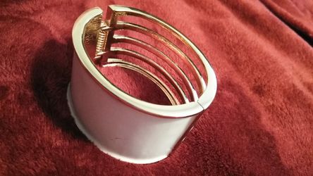 White Enamel Hinged Bracelet