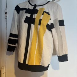 St. John Sport dress suit top abstract blouse Sweater & Tank cardigan bright