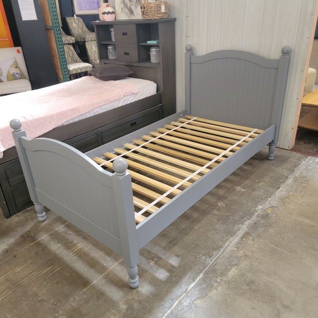 Pottery Barn Kids Gray Beadboard Twin Bed Frame