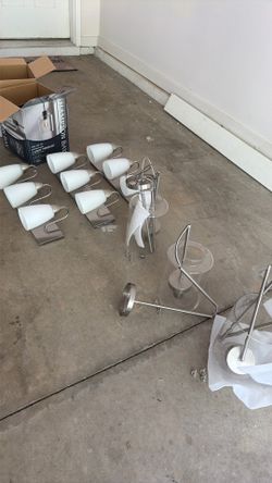 Combo 3 pendant lights + 3 lamps for bathroom silver